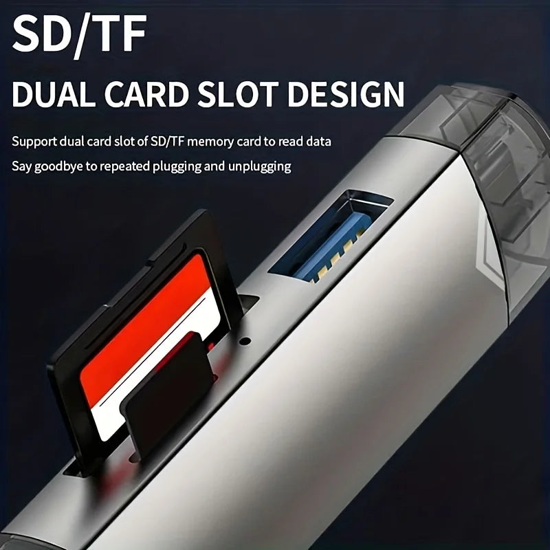 6-in-1 USB 3.0 Card Reader with Type-C & Micro USB