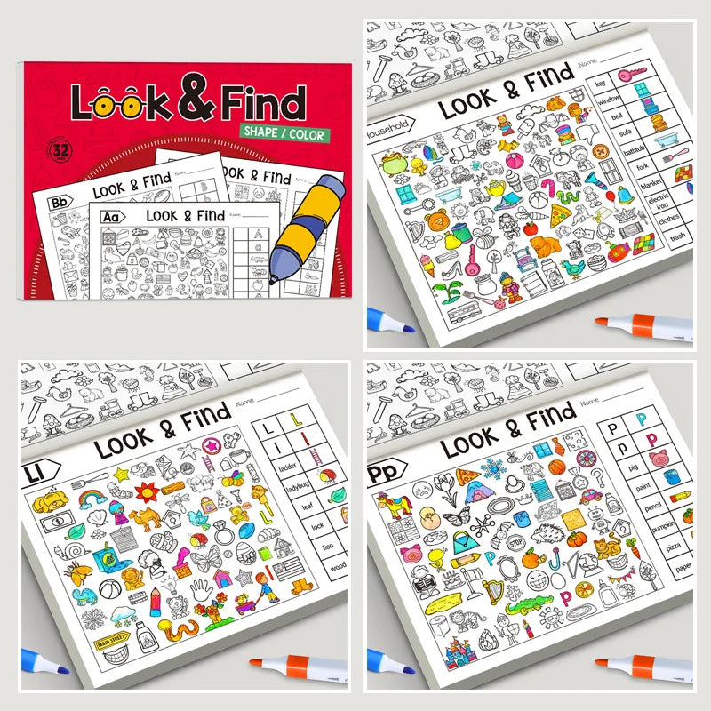 Interactive Find & Color Activity Book for Kids