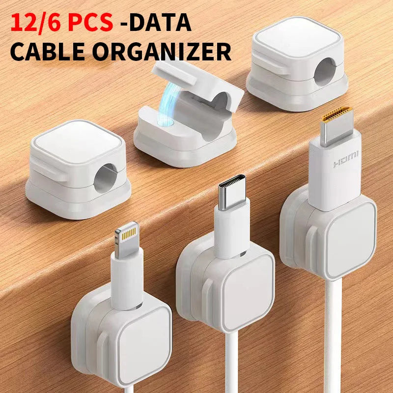 Magnetic Cable Clips for Desk Organization (12-Pack)