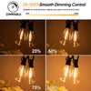 A set of solar string lights demonstrating dimming control from 25% to 100% brightness.