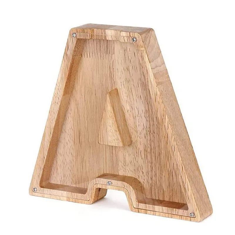 Wooden Alphabet Piggy Bank – Educational Coin Savings Box