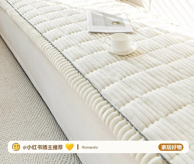 Soft Corduroy Sofa Cushion Cover with Non-Slip Backing