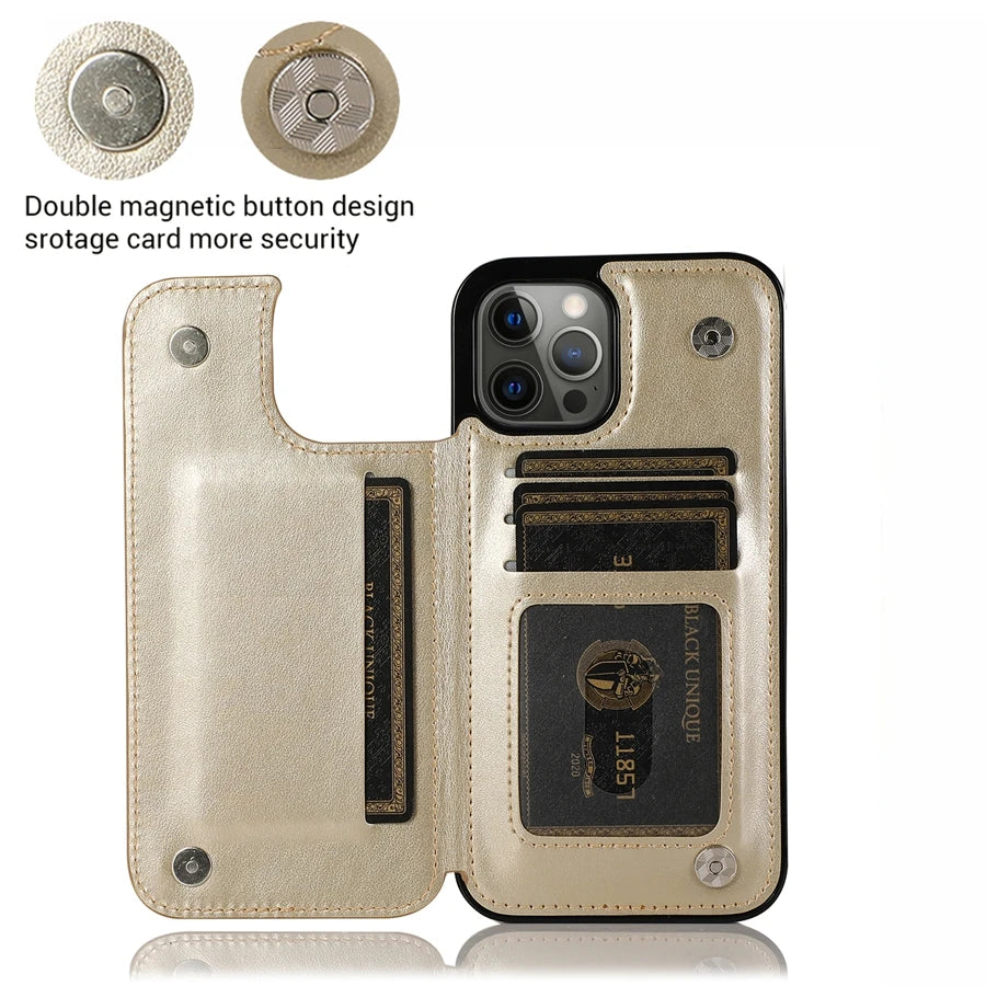 Butterfly Embossed Leather Wallet Case with Magnetic Flip Closure