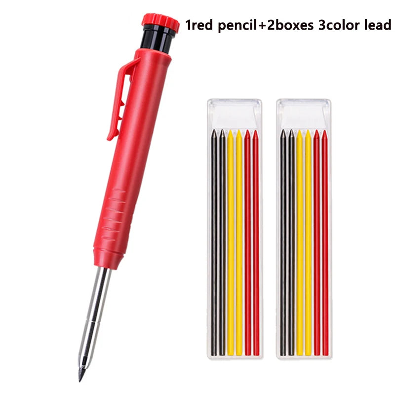Heavy-Duty Carpenter Pencil Set with Extended Tip and Built-In Sharpener