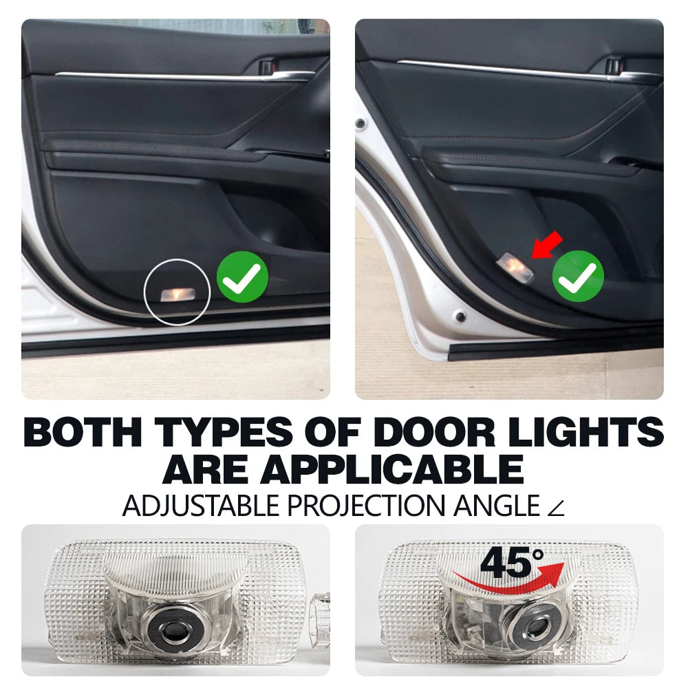Two types of adjustable projection angle LED car door lights for Lexus models