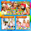 A colorful party pack of sensory fidget toys and stickers for kids, including various plastic toys and decorative items.