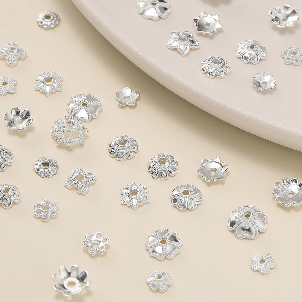 Decorative Flower Bead Caps for Jewelry Making – 50 Pack