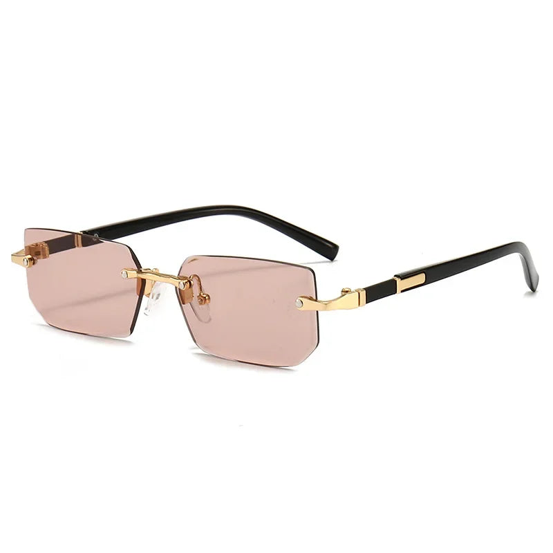 Rimless Rectangle Sunglasses with UV400 Protection