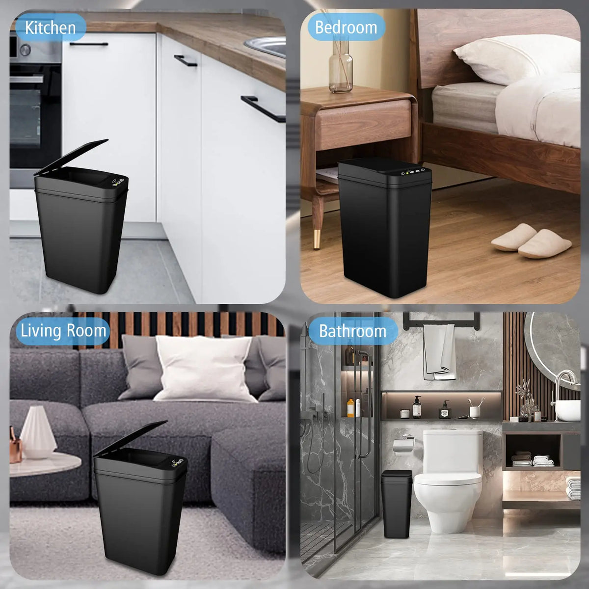 Touchless Motion Sensor Trash Can with Auto-Open Lid