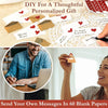 A set of blank note cards and envelopes with personalized messages being prepared for a thoughtful gift.