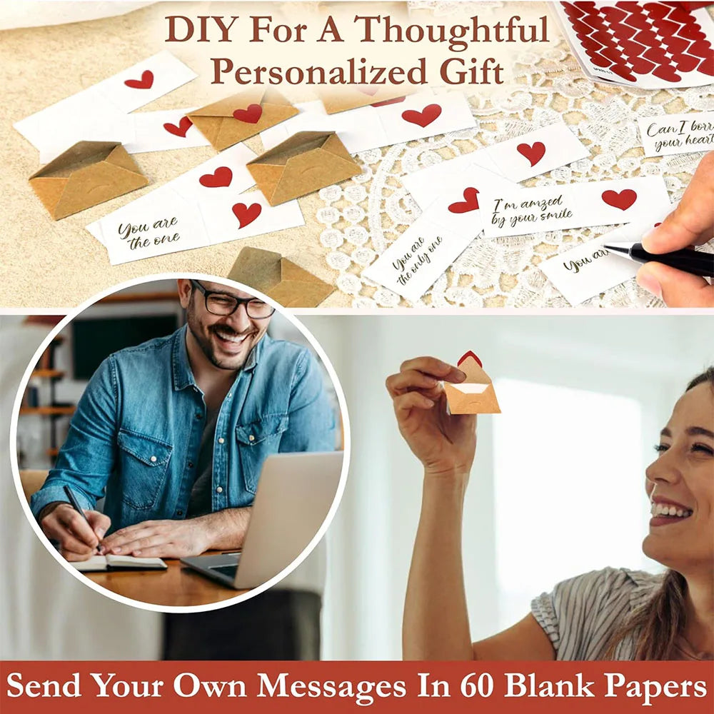 A set of blank note cards and envelopes with personalized messages being prepared for a thoughtful gift.