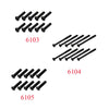A collection of various black RC car receiver parts, including six items labeled 6103, six items labeled 6104, and six items 