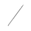 A silver leather sewing awl set with replaceable needles shown diagonally.