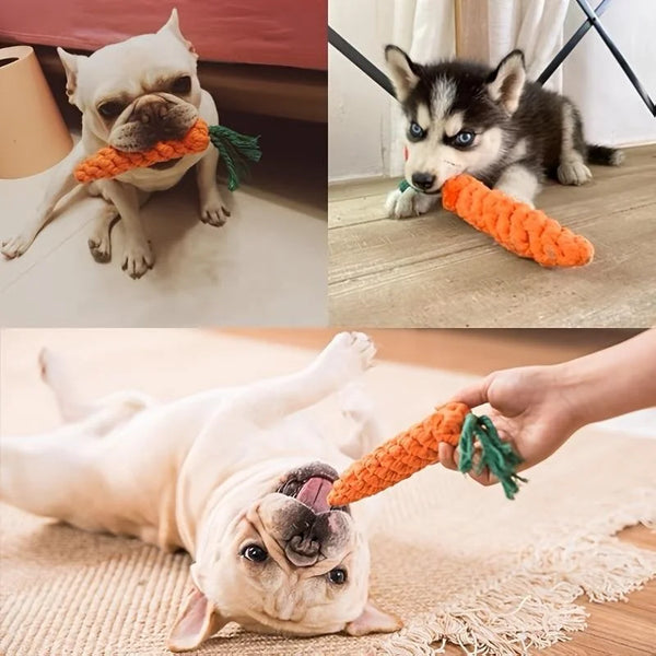 Carrot-Shaped Cotton Rope Dog Toy