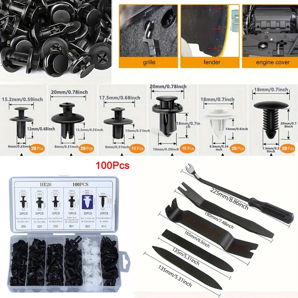 Durable Push-Type Retainer Clips for Car Trim and Body Panels