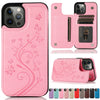 Butterfly Embossed Leather Wallet Case with Magnetic Flip Closure