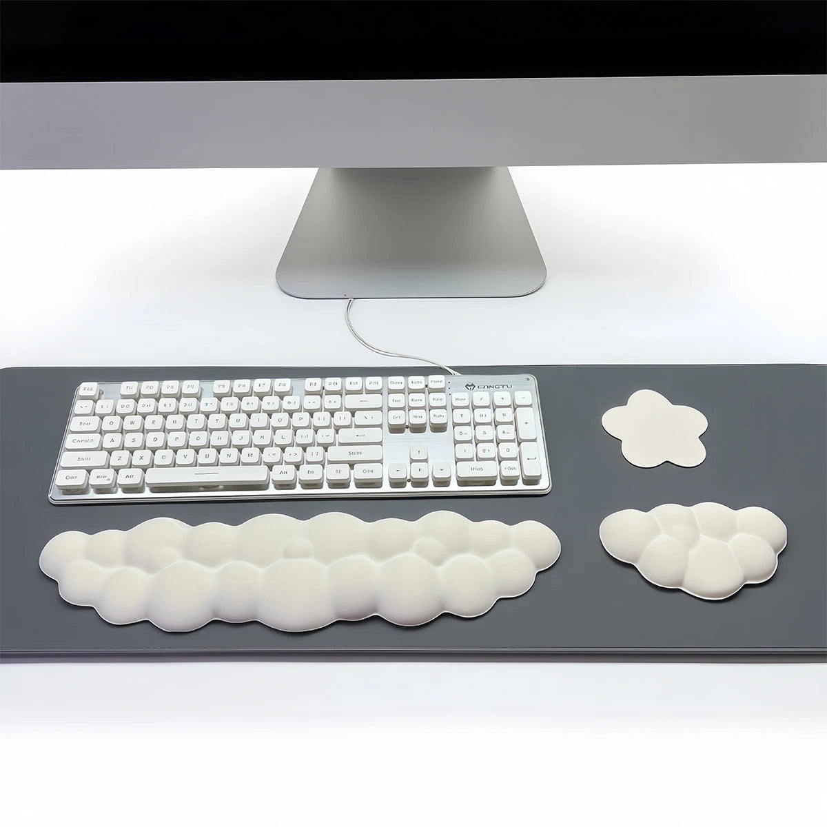 Cloud Wrist Rest Set with Floral Coaster and Non-Slip Base
