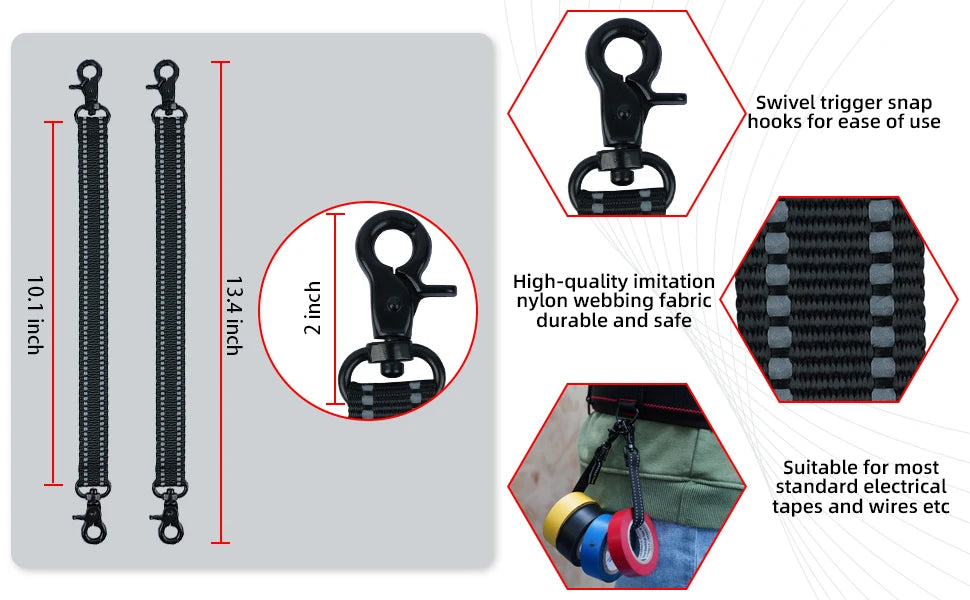 Durable Electrical Tape Holder with Snap Hook for Tool Belts and Pouches
