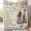 A personalized Spanish flannel throw blanket featuring text and patriotic designs for a daughter or granddaughter.