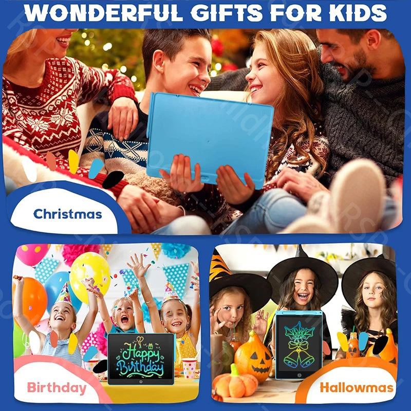 A collage of joyful scenes featuring a family and children, with a focus on Christmas, Birthday, and Halloween gift ideas.