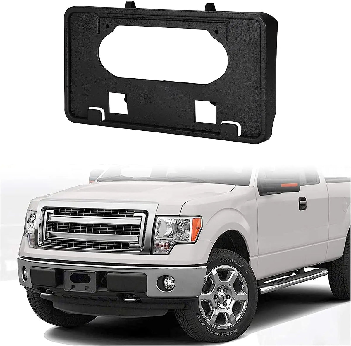 Front Bumper Guard & License Plate Bracket Set for Ford F-150 2009-2014