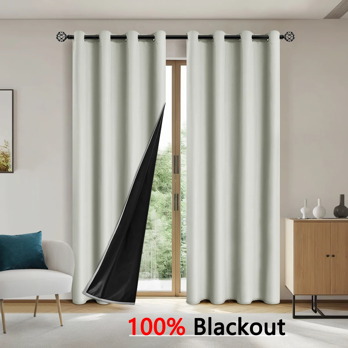 100% Blackout Solid Color Curtains for Bedroom and Living Room