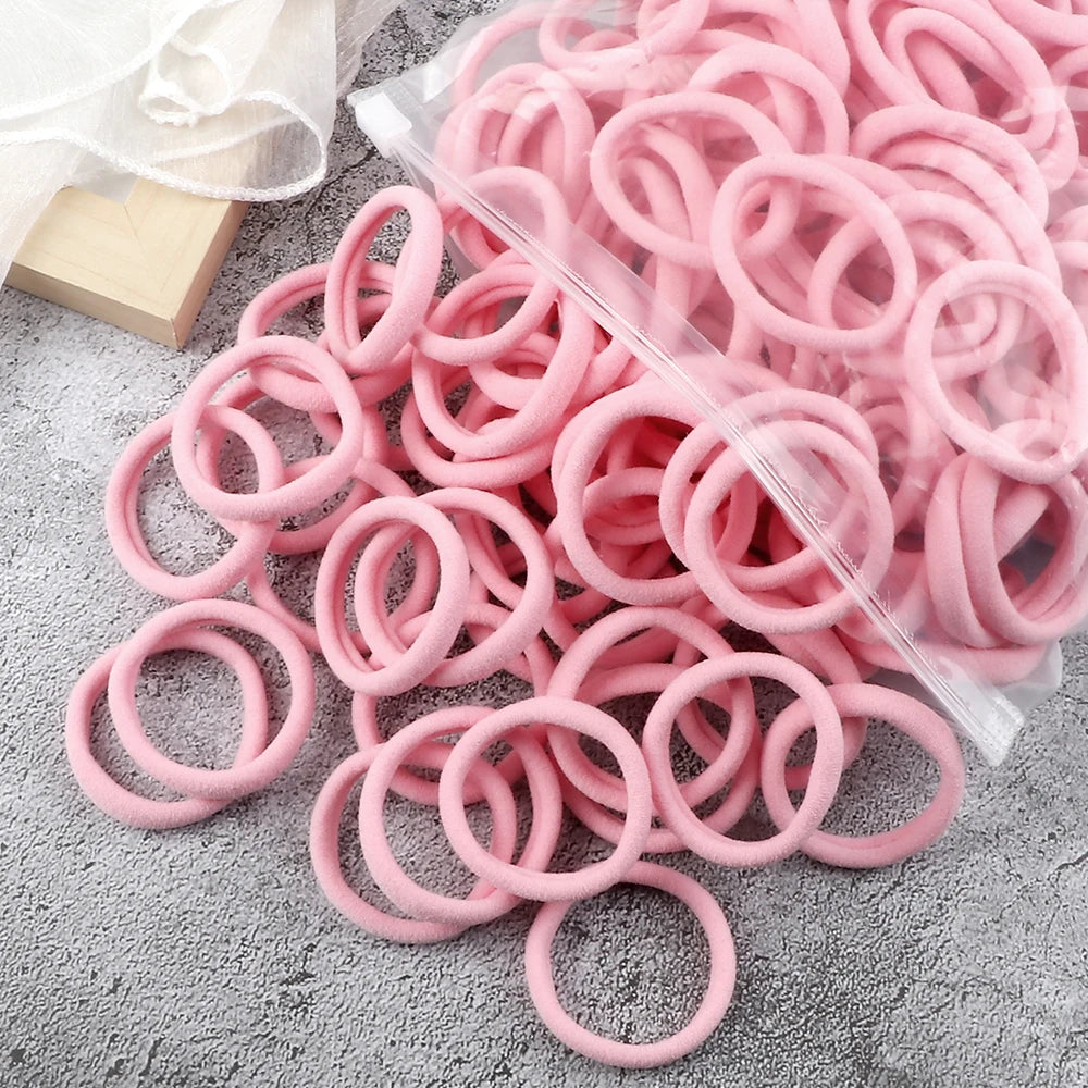 50-Pack Solid Color Elastic Hair Ties for Women & Girls