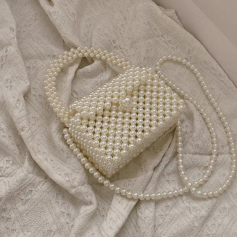 Pearl-Embellished Crossbody Clutch