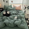 Solid Black Microfiber Duvet Cover Set with Pillowcases