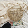 Handwoven Straw Semicircle Crossbody Bag with Tassel