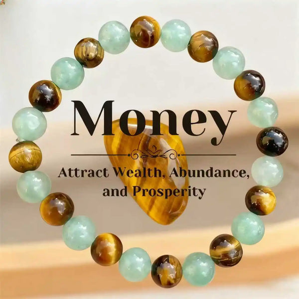 Yellow Tiger Eye and Green Aventurine Stone Bracelet