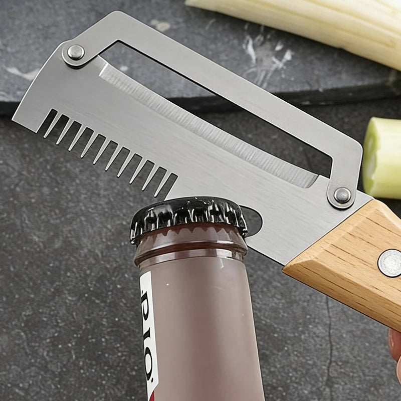 Multi-Functional Vegetable Peeler with Wooden Handle