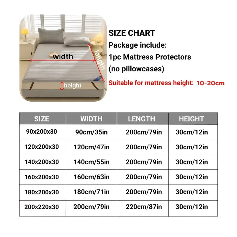 Striped Waterproof Mattress Protector