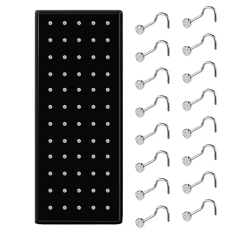 Stainless Steel Nose Studs with Crystal Accents