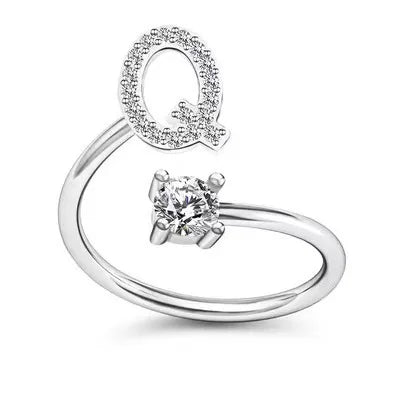 Initial Letter Ring with Zircon Accent