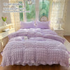 Seersucker Duvet Cover Set with Lace Trim