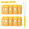 A set of 80 packs of yellow microfiber duster refills packaged in individual tubes.