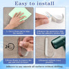 Instructions show how to install a heavy-duty stainless steel self-adhesive wall hook by wiping the surface and pressing firm