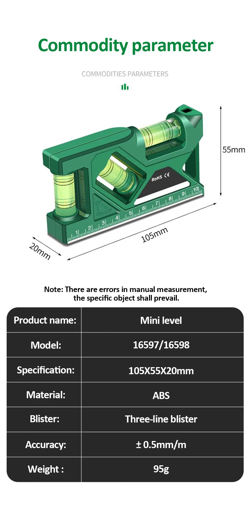 Magnetic Pocket Level Gauge with 3-Axis Precision