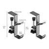A pair of silver aluminum desk hooks with adjustable lengths and black mounting bases.