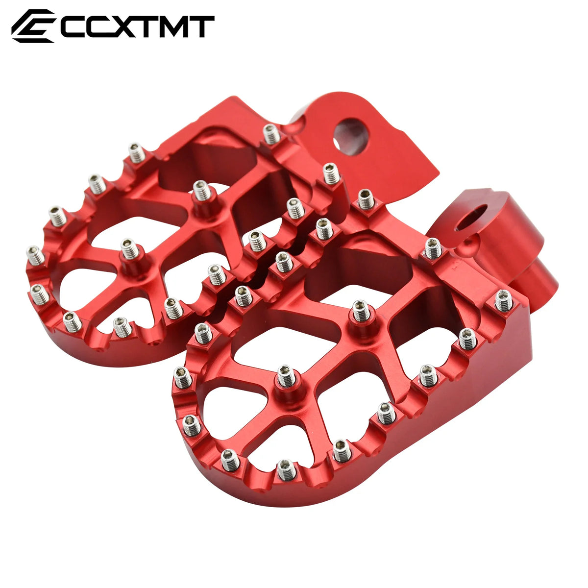 Red CNC aluminum foot pegs for Yamaha dirt bikes with mounting bolts