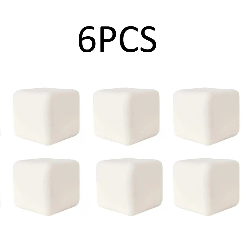 Six white square squishy milk tofu stress relief fidget toys
