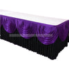 Elegant ice silk table skirt in purple with matching top swag