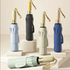 A set of five Storm-Ready Automatic Folding Umbrellas in various colors, including light blue, gray, and purple.