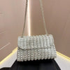 Crystal-Embellished Evening Clutch Bag with Chain Strap