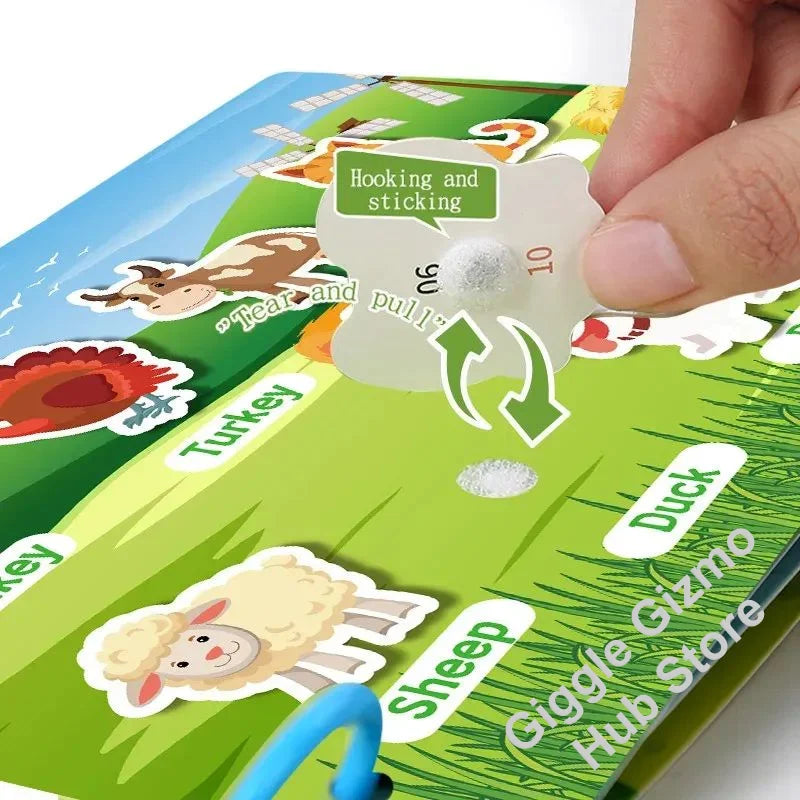 Montessori Busy Book for Toddlers – Reusable Sticker & Velcro Learning Activities