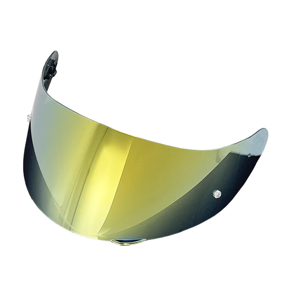 A replacement helmet visor with an anti-fog coating, shown in a yellowish-green tint.
