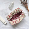 Quilted Floral Makeup Bag with Zipper Closure