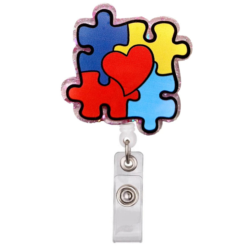 Glitter Acrylic Retractable ID Badge Reel