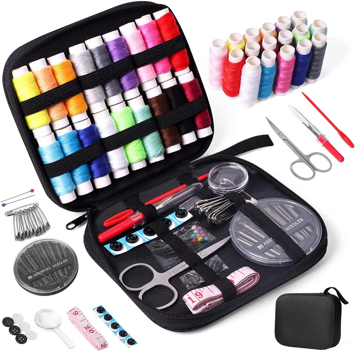Compact Travel Sewing Kit with Zippered Organizer